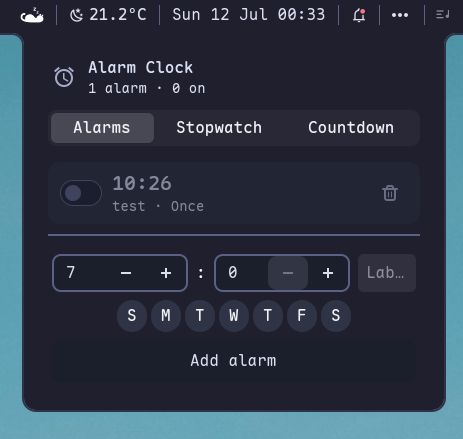 Alarms — alarms and a stopwatch