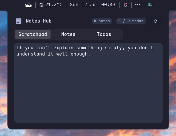 Notes Hub — scratchpad, notes, and todos