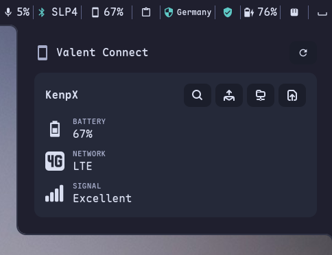KDE Connect — phone integration via Valent